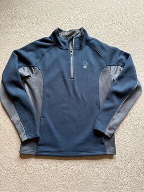 Spyder Men's Navy and Gray Half-Zip Fleece Pullover